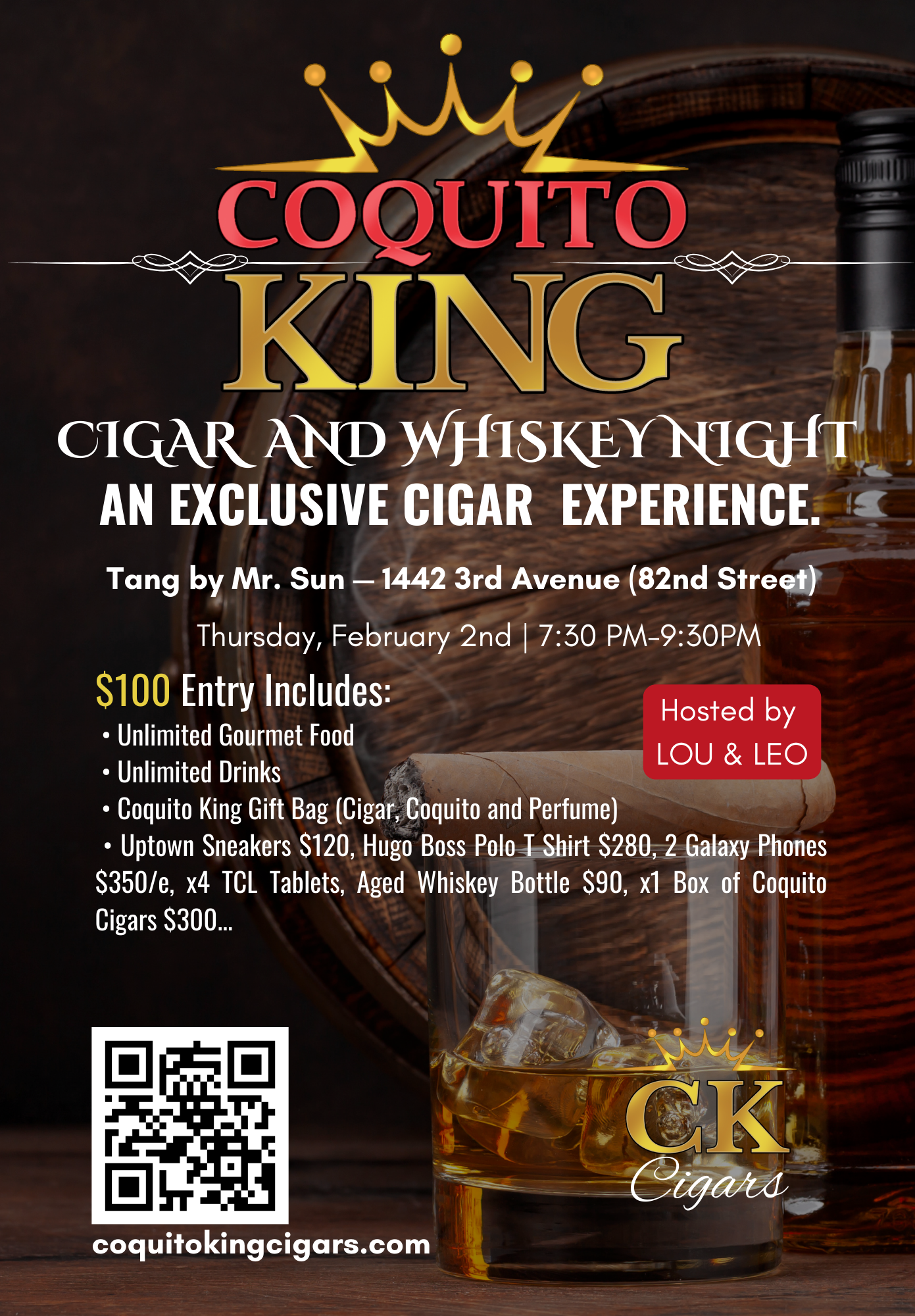 Coquito King Cigar and Whiskey Night Flyer