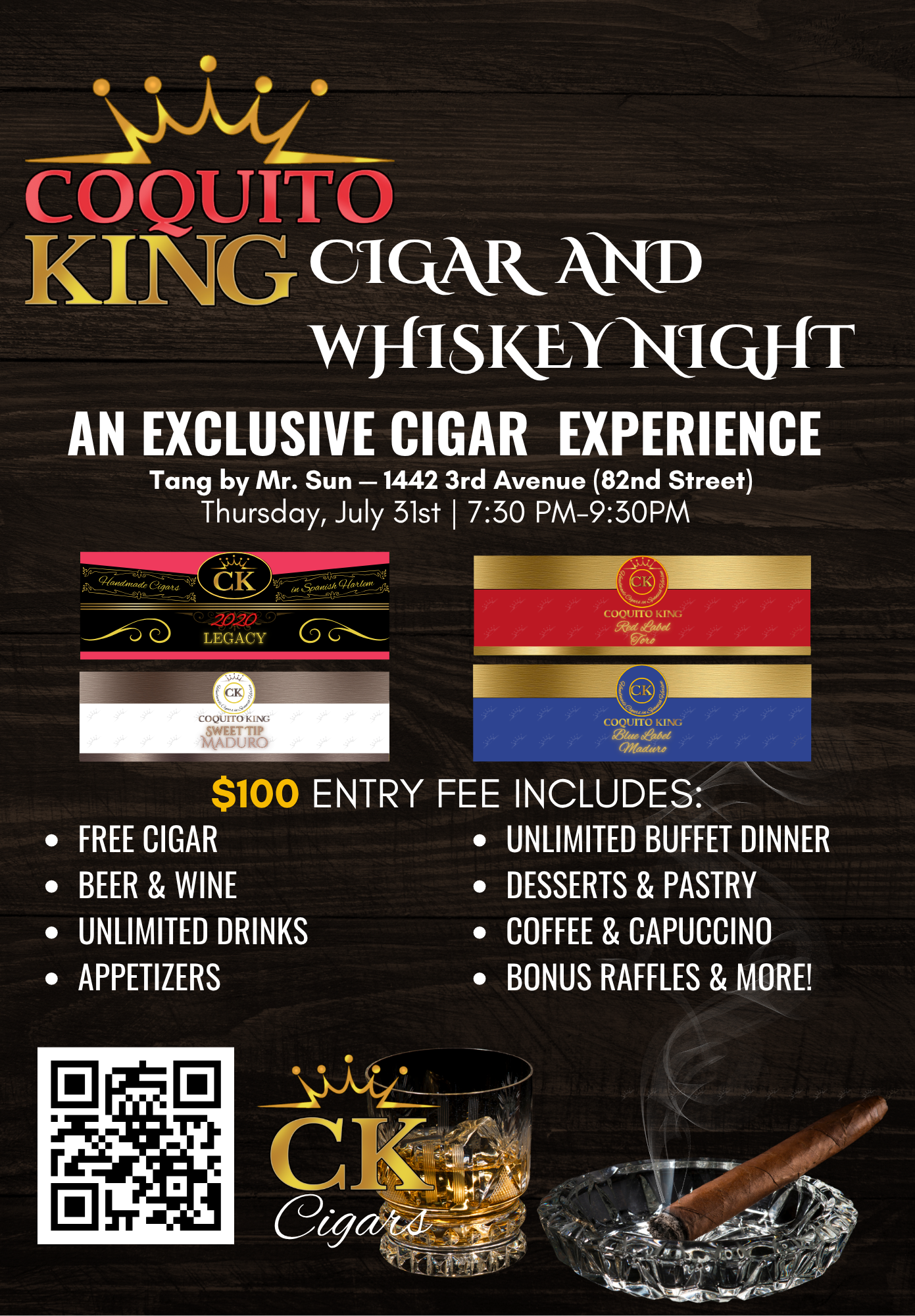 Coquito King Cigar and Whiskey Night Flyer