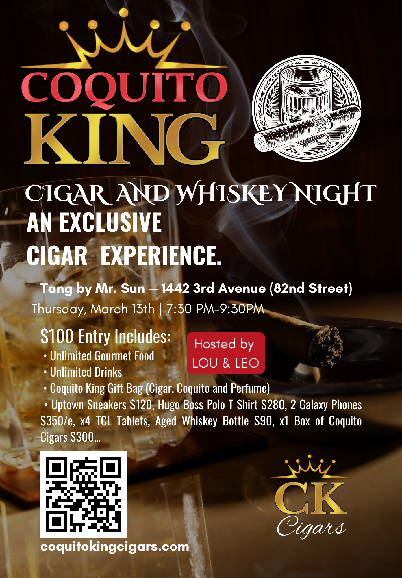 Coquito King Cigar and Whiskey Night Flyer