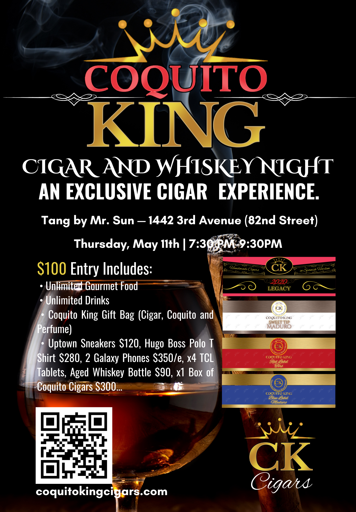 Coquito King Cigar and Whiskey Night Flyer